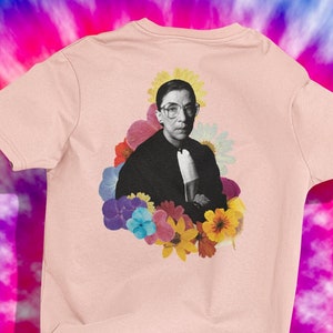 Ruth Bader Ginsburg Shirt Feminist Shirt Fan Gift Colorful Vintage Gift Ideas Flower Power RBG Queer LGBT image 1