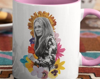 Gloria Steinem Mug | Pop of Color Breakfast Ceramics | Gift Ideas | Unique Design | Handmade Gifts | Feminist Gifts | Flower Power