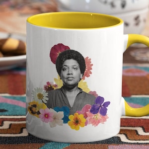 Audre Lorde Fan Gift Mug Unique Handmade Gifts Flower Power Election 2024 Vote Political Activist Black Feminism image 1