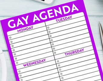 Gay pride gift to do list notepad gay agenda lgbt wedding gift to do list notebook gift for gay men lesbian lgbt couple gift weekly planner
