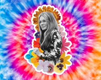 Gloria Steinem Sticker | Feminist Collage Sticker | Vintage | Colorful Design | Gift Ideas | Flower Power | Gifts for Women