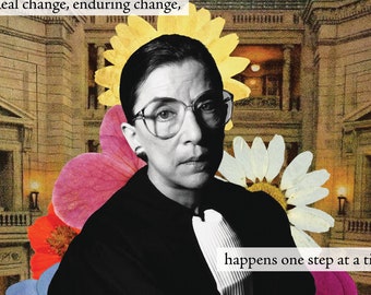 Ruth Bader Ginsburg Poster | Feminist Wall Art | RGB | Vintage Collage | Colorful Design Art | Gift Ideas | Unique Design | Feminist Gifts