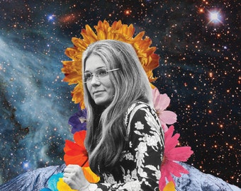 Gloria Steinem Poster | Feminist Wall Art | Vintage Collage | Colorful Design Wall Art | Gift Ideas | Unique Design | Gifts for Women