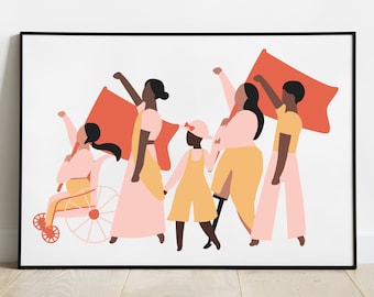 Feminist Wall art: feminist, feminist, black lives matter poster, feminist art, we rise, BLM, LGBTQ art, mid century modern art, retro art