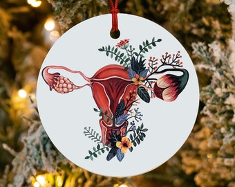Uterus Christmas Ornament feminism feminist uterus art endo warrior endometriosis hysterectomy feminist Christmas feminist ornament
