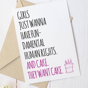 Carte d’anniversaire féministe: drôle d’anniversaire, féminisme, anniversaire pour elle, cadeau féministe, cadeau de petite amie, 30e anniversaire, carte de gâteau d’anniversaire