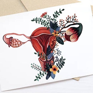 Uterus Greeting card: feminist, feminist, uterus art, endo warrior, endometriosis, hysterectomy, feminist card feminist art, uterus flowers