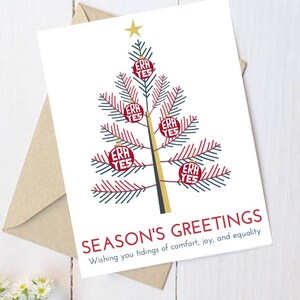 Tarjeta de Navidad feminista: "¡Saludos de temporada de consuelo, alegría e igualdad!" ERA SÍ, Navidad feminista, tarjetas feministas, Regalo menores de 5 años