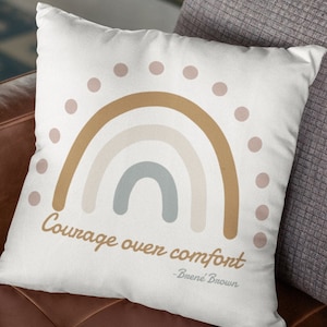 Therapy quotes therapist office decor Courage over Comfort Brené Brown therapy office quote throw pillow cover therapist gift mental health