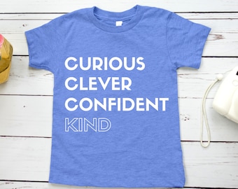 Feminist Kids Shirt: Curious, Clever, Confident, Kind feminist youth, toddler feminist shirt, tiny feminist, feminist child, Fourth Wave