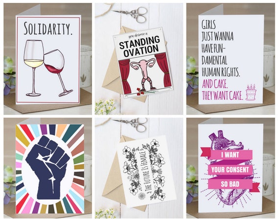 Feminist Greeting cards assortment feminist gift anti | Etsy