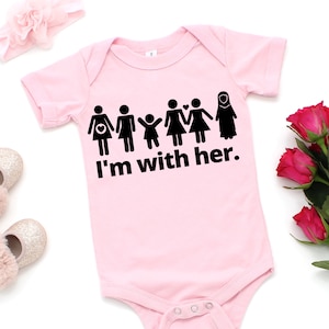 Feminist Baby Bodysuit: I&#39;m with her, unique gifts for new moms, feminist baby gift, diversity baby outfit, feminist babygrow, Fourth Wave