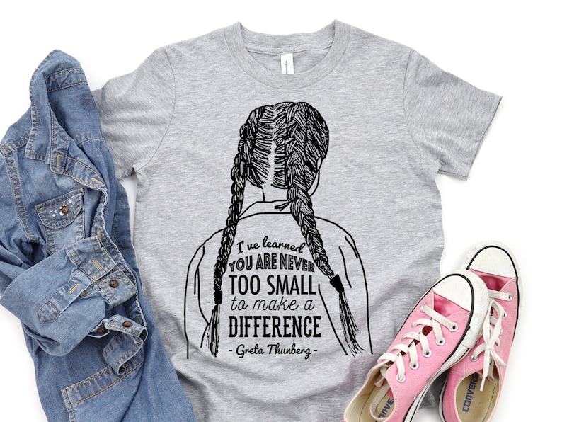 Inspirational kids shirt: You're never too small to make a difference Greta Thunberg, climate change shirt, kids tshirt, no planet B image 1