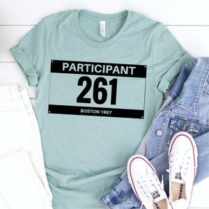 Feminist Shirt: "The Runner" Tribute to Kathrine Switzer, first woman Boston Marathon, empowered women empower women, inspiration, exercise