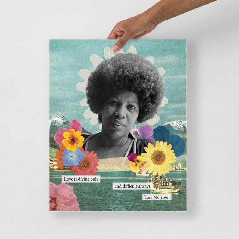 Toni Morrison Poster | Feminist Wall Art | Vintage Collage | Colorful Design Wall Art | Gift Ideas | Unique Design | Gifts for Writers