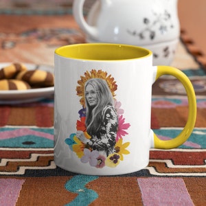 Gloria Steinem Mug Pop of Color Breakfast Ceramics Gift Ideas Unique Design Handmade Gifts Feminist Gifts Flower Power image 2