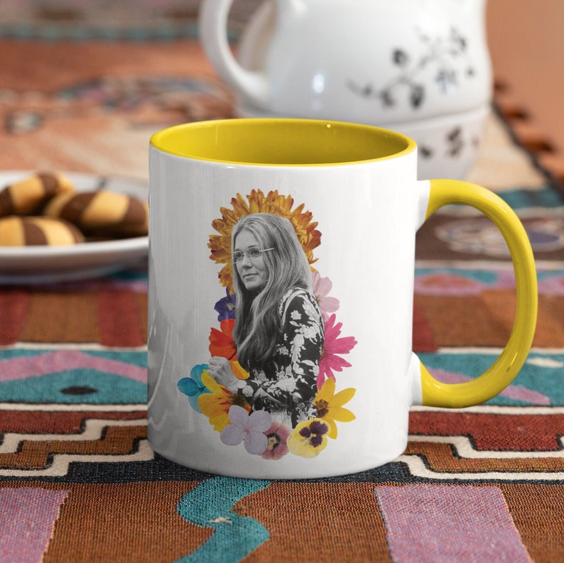 Gloria Steinem Mug Pop of Color Breakfast Ceramics Gift Ideas Unique Design Handmade Gifts Feminist Gifts Flower Power image 2