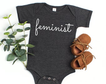 Little feminist baby clothes, tiny feminist bodysuit, babygrow, girl power, feminism, snapsuit, baby outfit, screen print, eco friendly