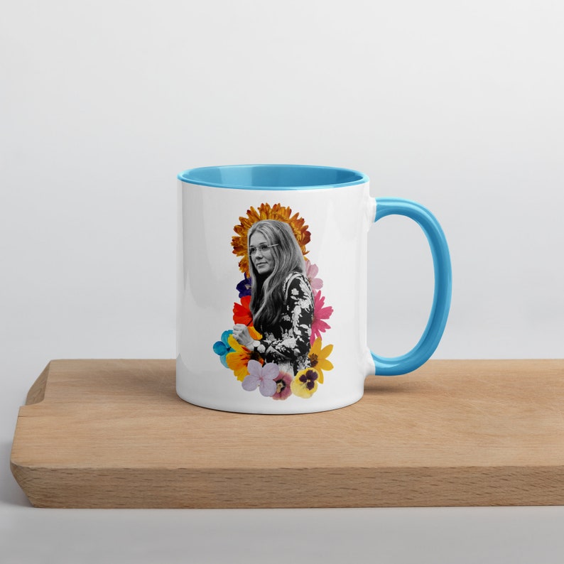 Gloria Steinem Mug Pop of Color Breakfast Ceramics Gift Ideas Unique Design Handmade Gifts Feminist Gifts Flower Power image 5