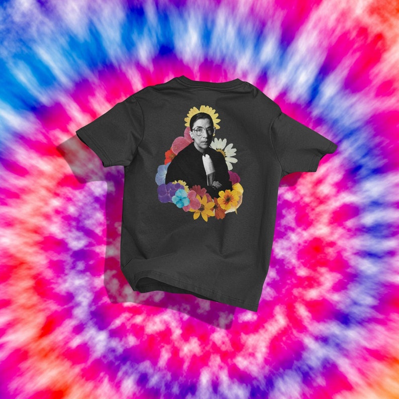 Ruth Bader Ginsburg Shirt Feminist Shirt Fan Gift Colorful Vintage Gift Ideas Flower Power RBG Queer LGBT image 2