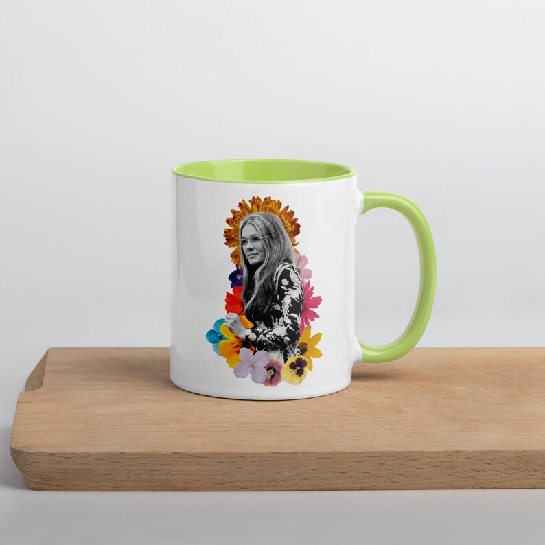 Gloria Steinem Mug Pop of Color Breakfast Ceramics Gift Ideas Unique Design Handmade Gifts Feminist Gifts Flower Power image 4