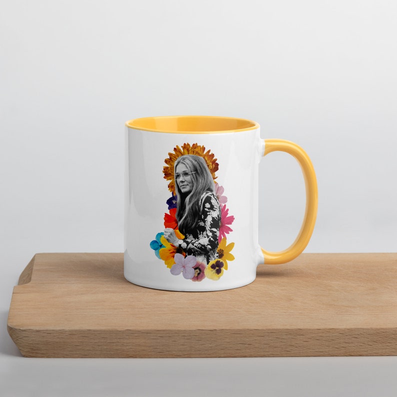 Gloria Steinem Mug Pop of Color Breakfast Ceramics Gift Ideas Unique Design Handmade Gifts Feminist Gifts Flower Power image 6