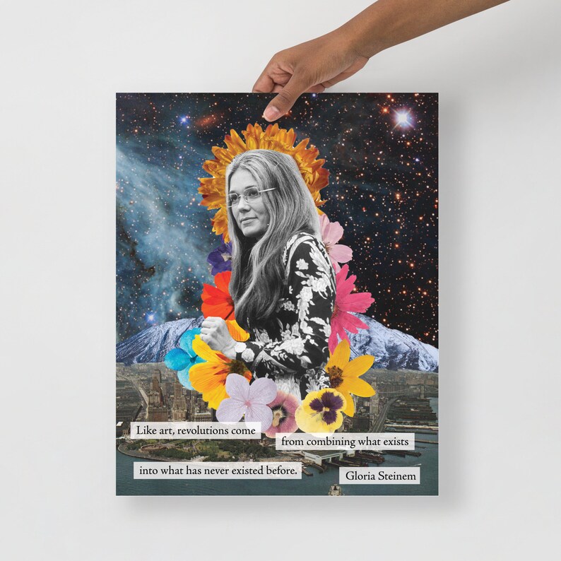 Gloria Steinem Poster | Feminist Wall Art | Vintage Collage | Colorful Design Wall Art | Gift Ideas | Unique Design | Gifts for Women