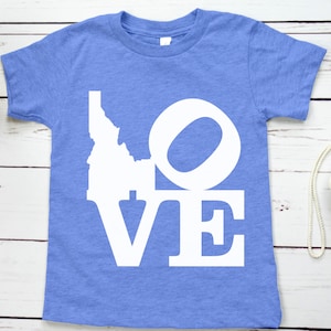 Idaho shirt: I Love Idaho, Idaho gift, graphic tee, gift for her, gift for him, favorite state shirt, screen print, Idaho state, ecofriendly image 1