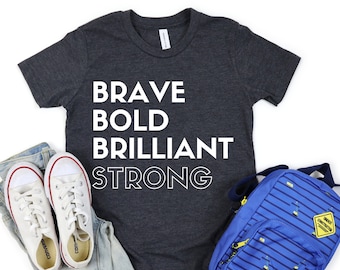 Kids' Feminist shirt, brave, bold, brilliant, strong, feminist shirt kids, feminist toddler, trendy toddler shirt, feminist youth shirts