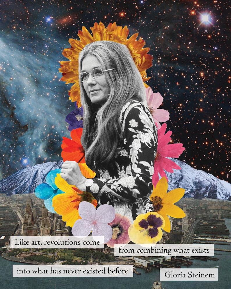 Gloria Steinem Poster Feminist Wall Art Vintage Collage Colorful Design Wall Art Gift Ideas Unique Design Gifts for Women image 1