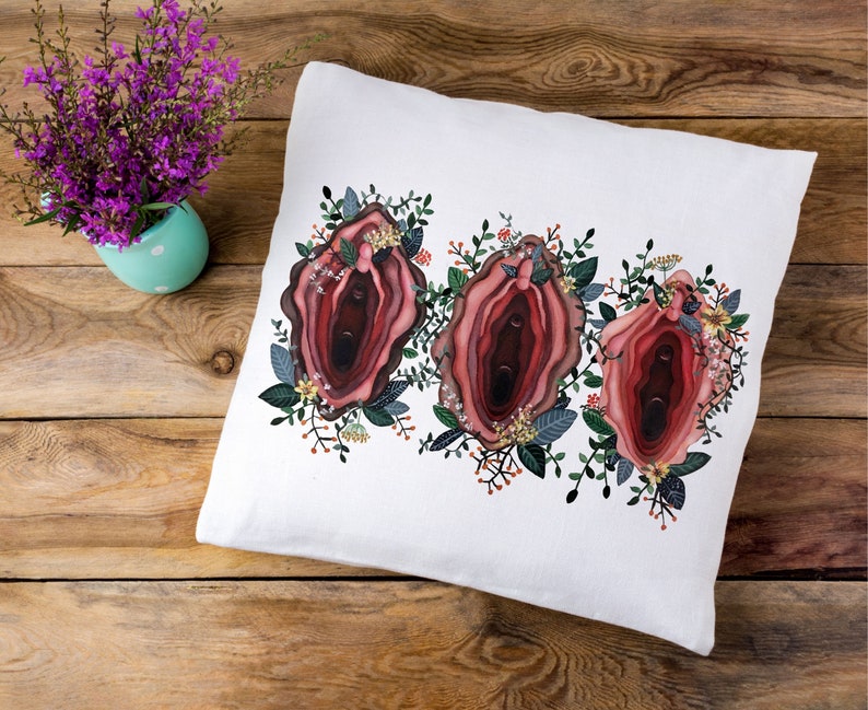 Vulva Pillow Vagina Pillow Vagina Art feminist feminism vagina flower throw...