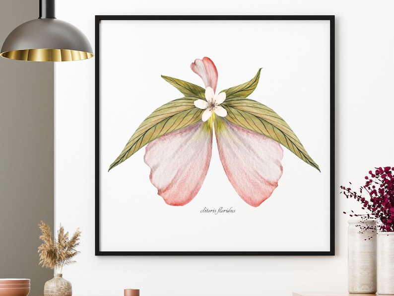 Clitoris art: clitoris flowers, feminist art, feminist, clitoris painting poster, gynecologist gift, anatomy art, sex therapist gift therapy Pink Clit