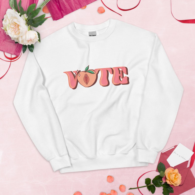 Vote Feminist Sweatshirt Abortion Rights Biden 2024 Anti-Trump crop top Election 2024 Pro Abortion Pussy Power image 2