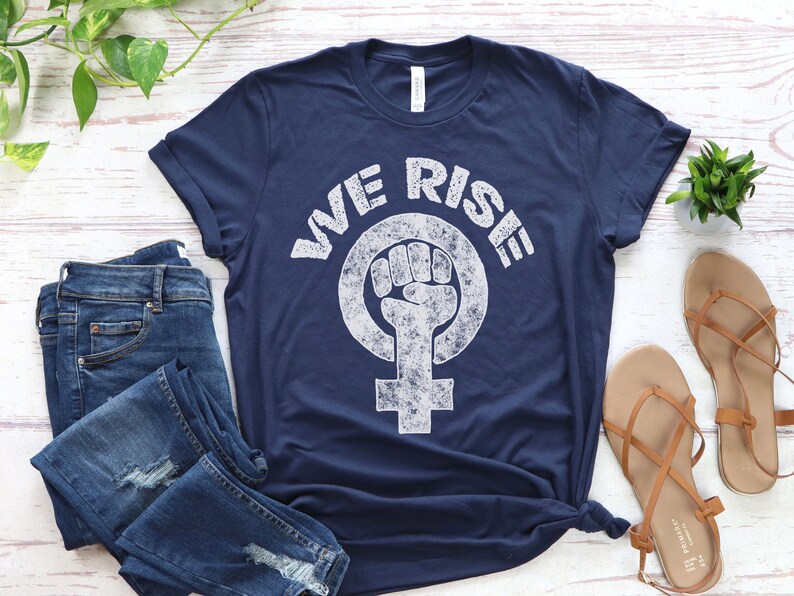 Feminist Shirt: We Rise, Michelle Obama, when they go low we go high by Fourth Wave Apparel, feminist shirt, resist, persist, feminism image 1
