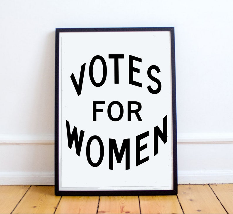 New Digital Feminist Wall Art: Votes for Women feminist print suffrage home decor vintage feminist art womens rights poster, vote art image 1