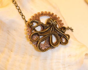Steampunk octopus necklace