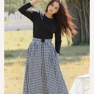 Audrey Hepburn vintage check dress/ Audrey hepburn style/ long sleeve gingham check Dress for fall/ vintage 50s/ 1950&#39;s Custom Made Dress