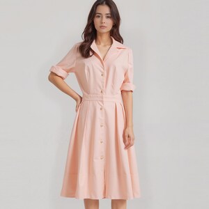 Monte Carlo Movie dress/ Peach dress/ Orange shirtdress/ Leighton Meester Orange Dress/ 1940s shirt dress/ Summer dress/ sun dress/ custom