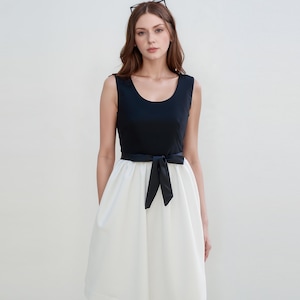 Audrey Hepburn inspired dress/ Audrey hepburn style Ballerina short gown/ 1950s Black and White Dress/ wedding guest dress/ Custom made