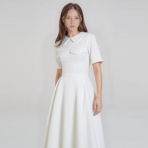 Kate Middleton Inspired 1950s Swing Dress: Short white gown, Custom Made