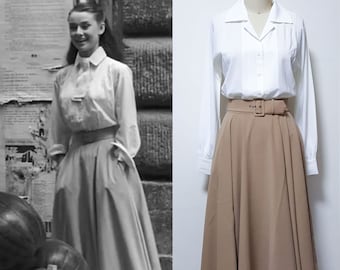 Audrey Hepburn skirt/ Roman Holiday Circular Skirt/ Vintage 50s skirt/ Swing skirt with belt/ 1950's movie/ Princess Ann/ Custom made skirt