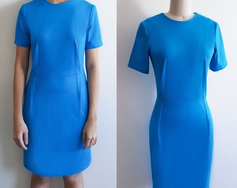 Blue Stretch Dress/Kate Middleton Ridley Dress/ Duchess of Cambridge/ Cornflower blue dress/ tailored dress/ Custom made work dress