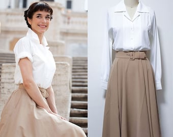 Audrey Hepburn skirt/ Roman Holiday Circular Skirt/ Vintage 50s skirt/ Swing skirt with belt/ 1950&#39;s movie/ Princess Ann/ Custom made skirt