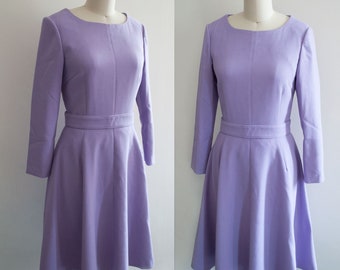 Kate Middleton Lavender dress/ Duchess Cambridge dress/ purple swing dress/ long sleeve dress/ work dress/ custom made dress/ heavy crepe