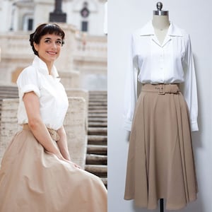 Audrey Hepburn skirt/ Roman Holiday Circular Skirt/ Vintage 50s skirt/ Swing skirt with belt/ 1950's movie/ Princess Ann/ Custom made skirt