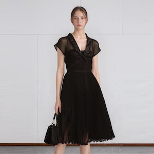 Grace Kelly Rear window black dress/ black pleated evening dress/ Vintage 50s dress/ Little Black Dress/ mother of the bride gown/ Custom