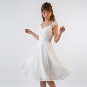 Vestido blanco inspirado en Emma Stone: estilo retro swing de los años 60, vestido de novia corto, hecho a medida