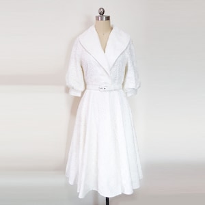 Roman Holiday Final Scene Dress/ Audrey Hepburn white organza dress/ Princess Ann/ 1950s Wedding Dress/ tea length gown/ Custom made dress
