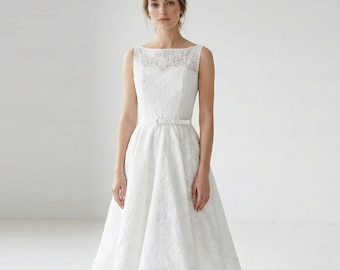 Audrey Hepburn Inspired Oscars Lace Dress: 1950s Style Short Wedding Gown