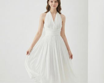 Marilyn White Dress, Subway Dress, Halter Pleated Dress, Photograph Dress,  Iconic Dress - Etsy